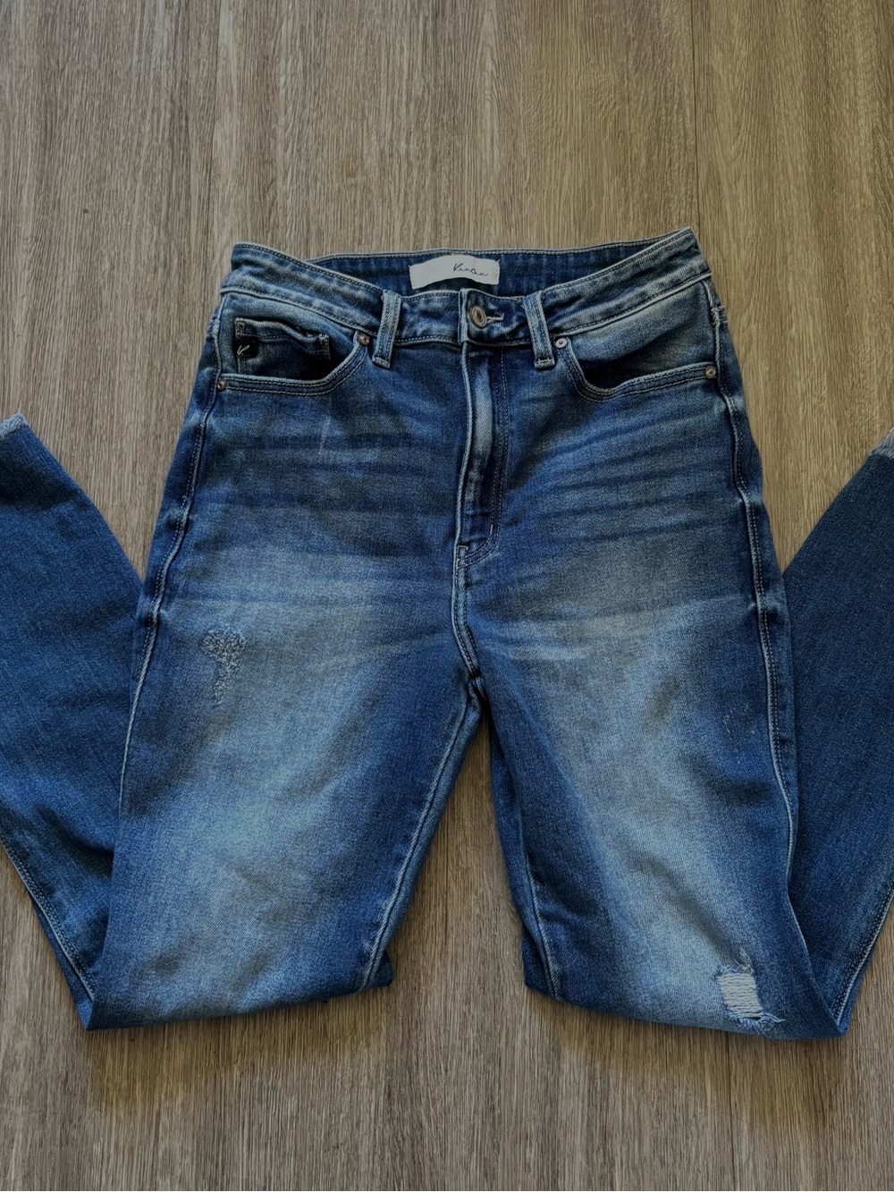 KanCan Washed Blue Skinny Jeans with Subtle Distressing